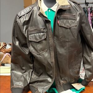 Levi’s faux leather bomber jacket with fuzzy lining